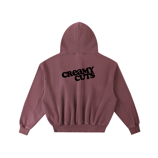 creamy cuts,creamy cuts hoodie,red hoodie,red wine hoodie,creamy original logo hoodie,relax fit,hopoded sweatshirt,casual injection