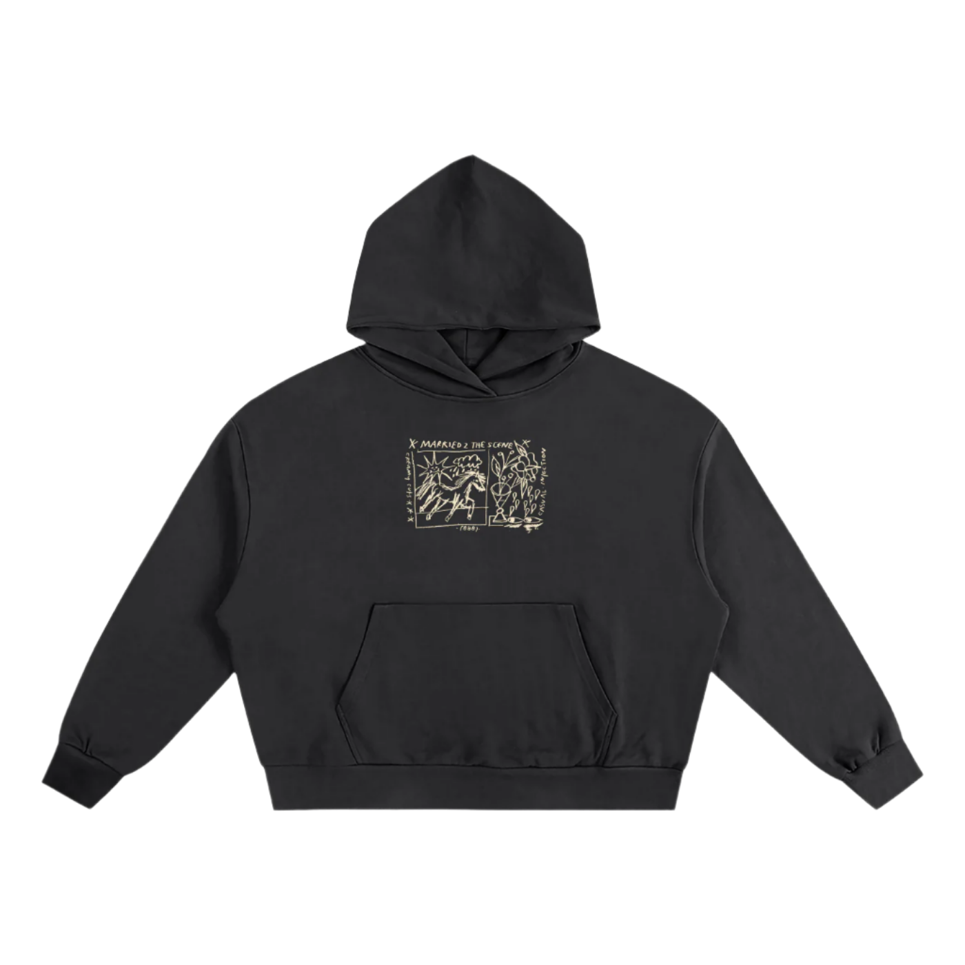 married to the scene,creamy cuts,casual injection,oversized hoodie,boxy hoodie,black hoodie